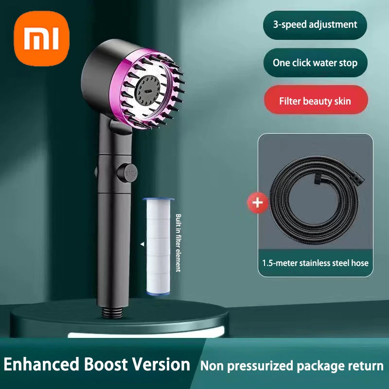 XIAOMI High Pressurized Filter Shower Head 3-Mode Adjustable Spray with Massage Brush Rain Faucet Shower Set Bathroom Accessory