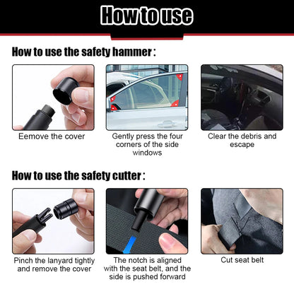 Car Safety Hammer Auto Emergency Glass Window Breaker Seat Belt Cutter Life-Saving Emergency Car Aluminum Alloy Escape Hammer