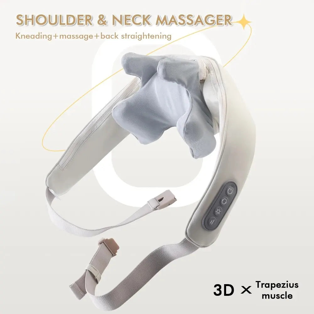 Smart Wireless Neck and Back Massager with Shoulder Kneading and Cervical Relaxation