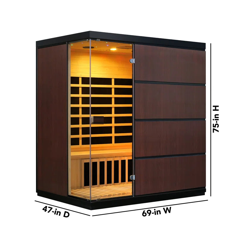 Sirona 4-Person Hemlock Infrared Sauna with 8 Carbon Heaters